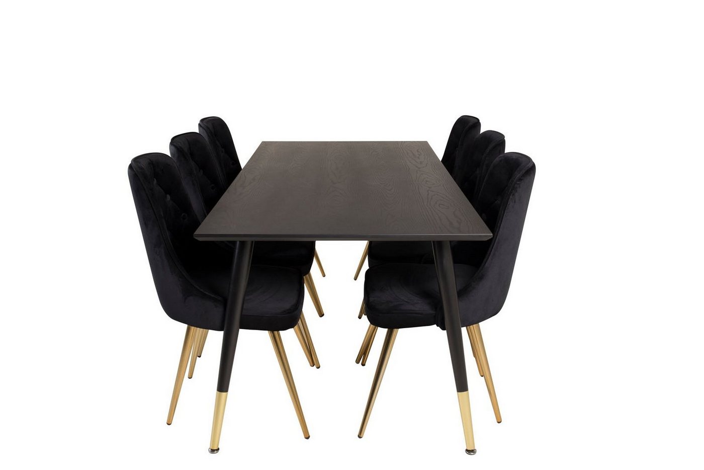 ebuy24 Essgruppe Dipp180x90BLBR Essgruppe Esstisch schwarz und 6 Ve, (7-tlg) von ebuy24