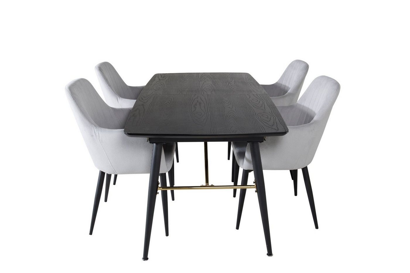 ebuy24 Essgruppe Gold Essgruppe Esstisch Ausziehbarer Tisch Lä, (5-tlg) von ebuy24