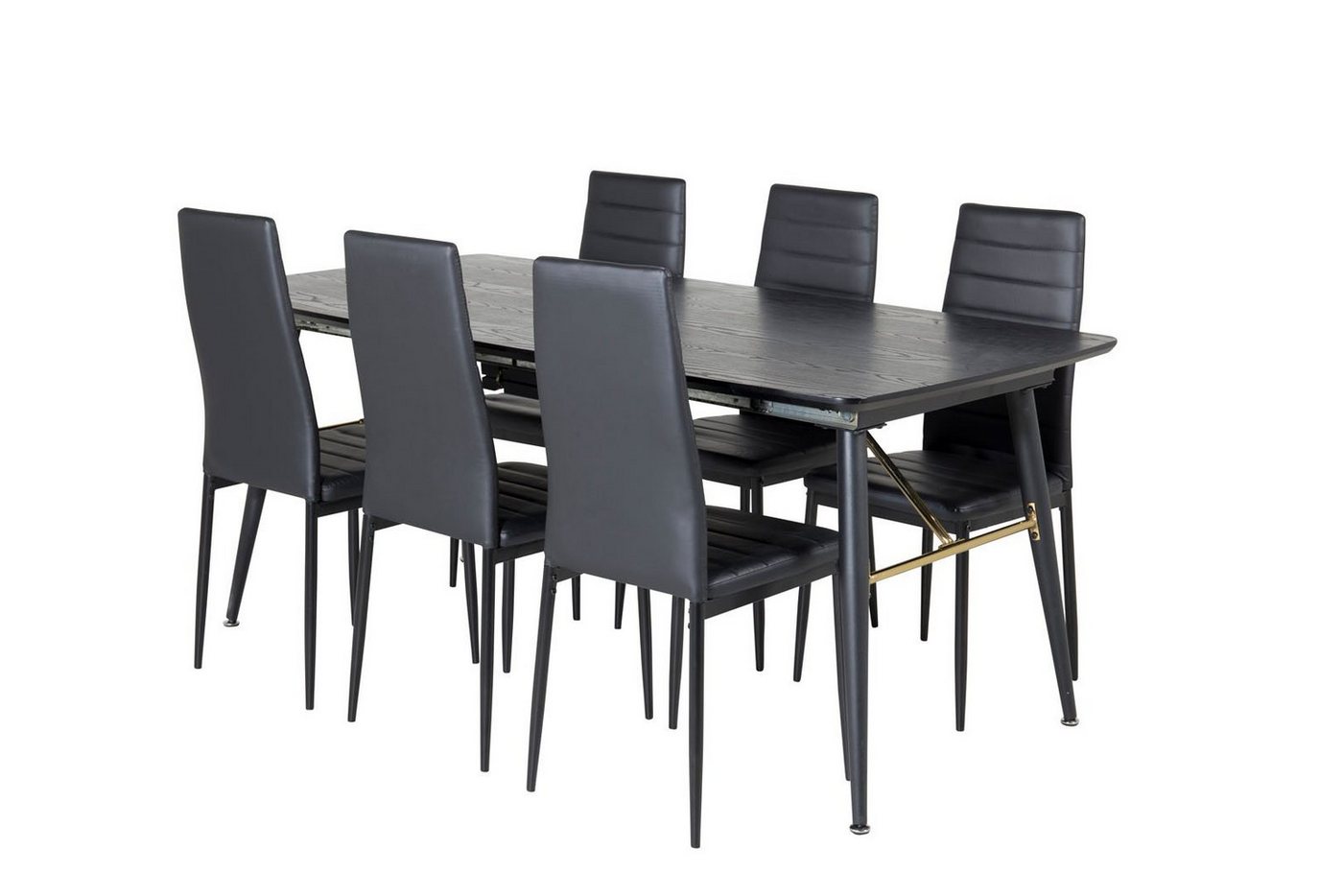 ebuy24 Essgruppe Gold Essgruppe Esstisch Ausziehbarer Tisch Lä, (7-tlg) von ebuy24