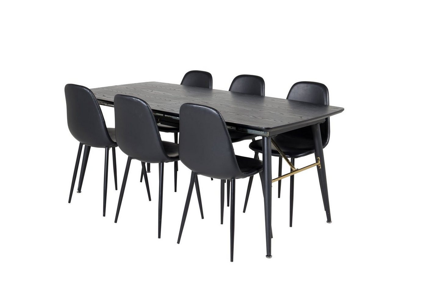 ebuy24 Essgruppe Gold Essgruppe Esstisch Ausziehbarer Tisch Lä, (7-tlg) von ebuy24