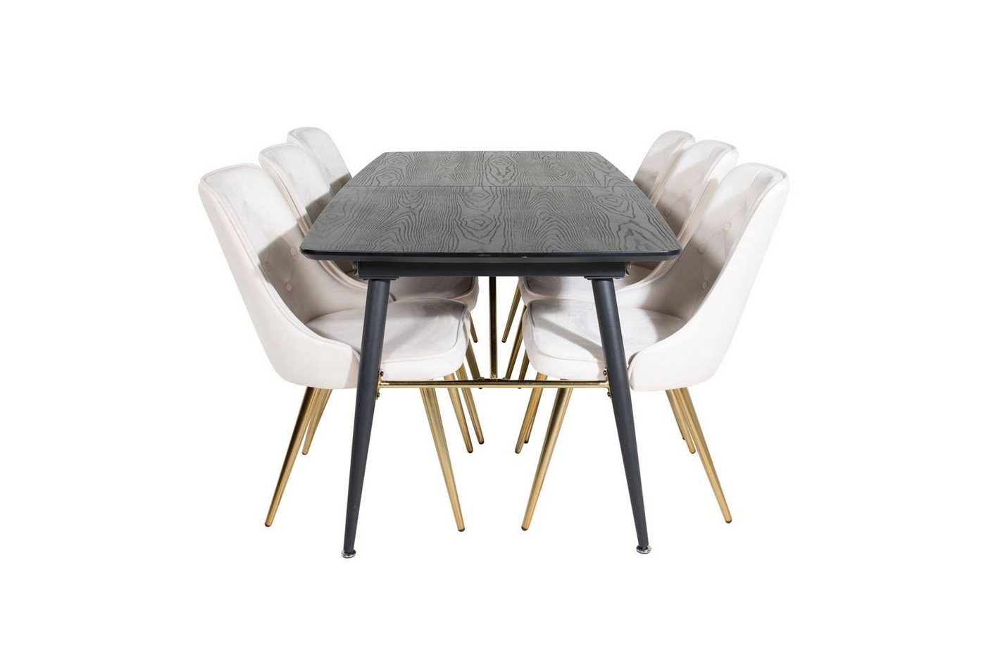 ebuy24 Essgruppe Gold Essgruppe Esstisch Ausziehbarer Tisch Lä, (7-tlg) von ebuy24