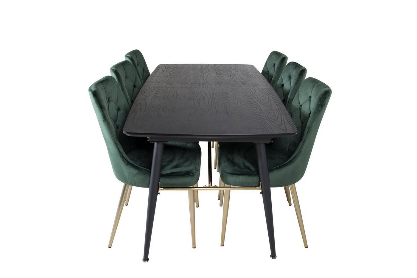 ebuy24 Essgruppe Gold Essgruppe Esstisch Ausziehbarer Tisch Lä, (7-tlg) von ebuy24