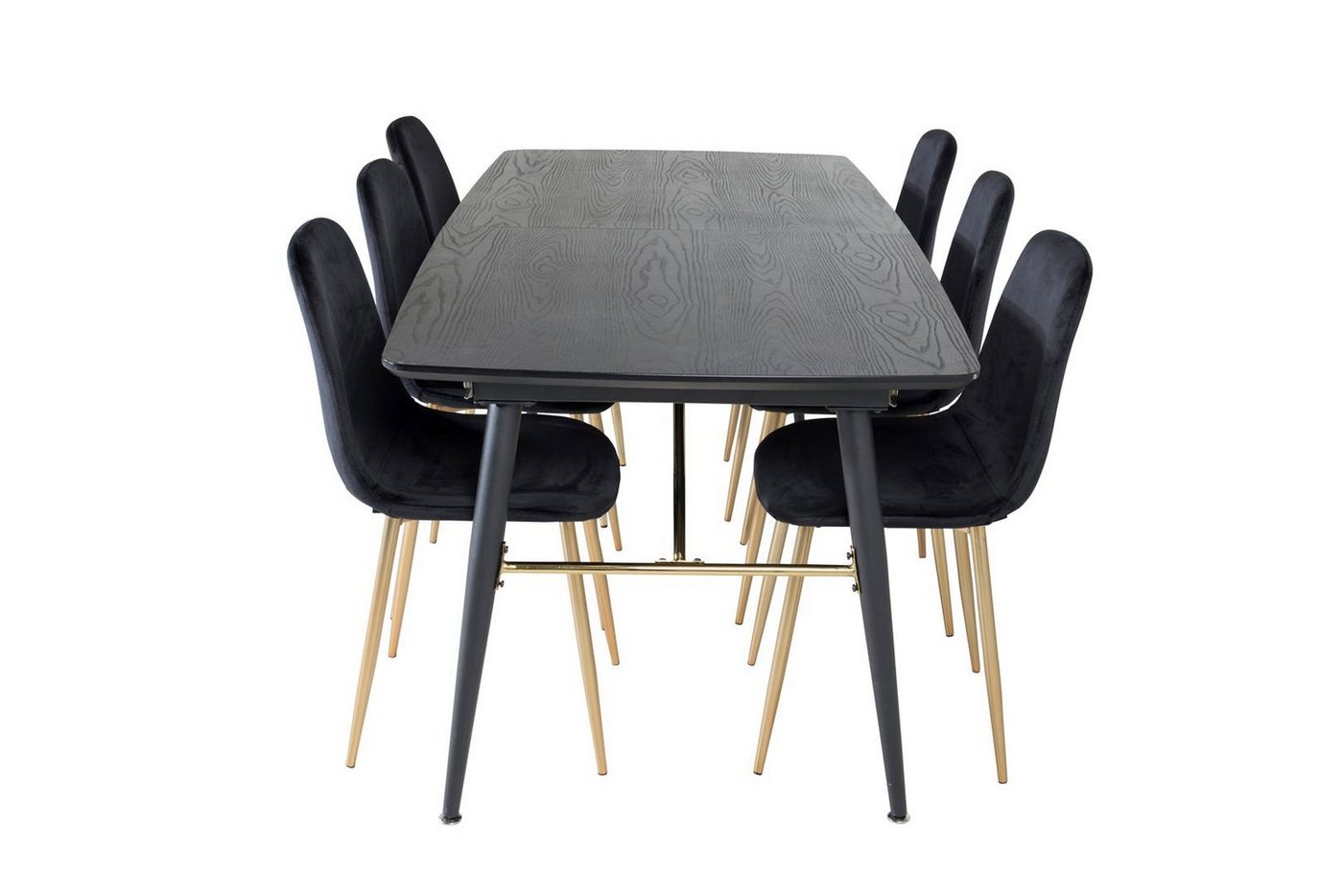 ebuy24 Essgruppe Gold Essgruppe Esstisch Ausziehbarer Tisch Lä, (7-tlg) von ebuy24