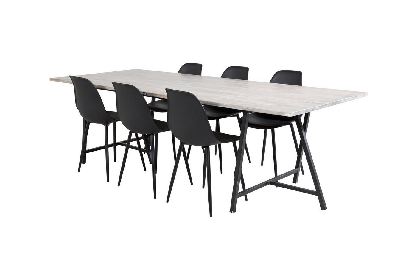 ebuy24 Essgruppe Jepara Essgruppe Esstisch Teak und 6 Polar Esszimm, (7-tlg) von ebuy24