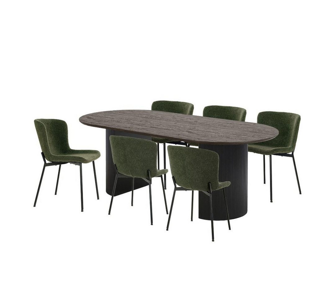 ebuy24 Essgruppe Kyoto Essgruppe 1 Esstisch dunkelbraun und 6 Stühl, (7-tlg) von ebuy24