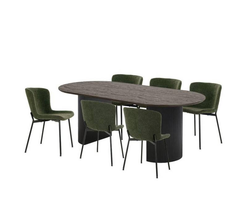 ebuy24 Essgruppe Kyoto Essgruppe 1 Esstisch dunkelbraun und 6 Stühl, (7-tlg) von ebuy24
