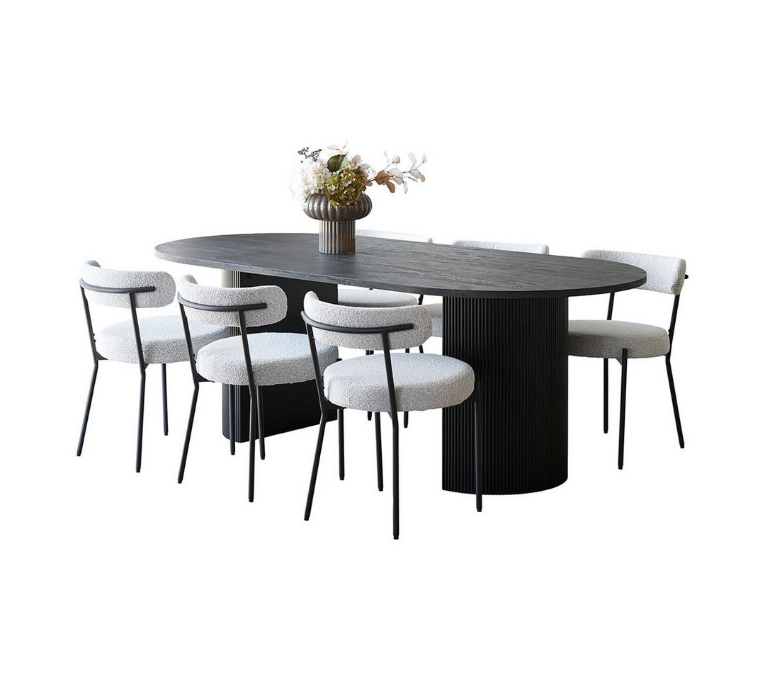 ebuy24 Essgruppe Kyoto Essgruppe Esstisch 100x210 cm Dunkelbraun un, (7-tlg) von ebuy24
