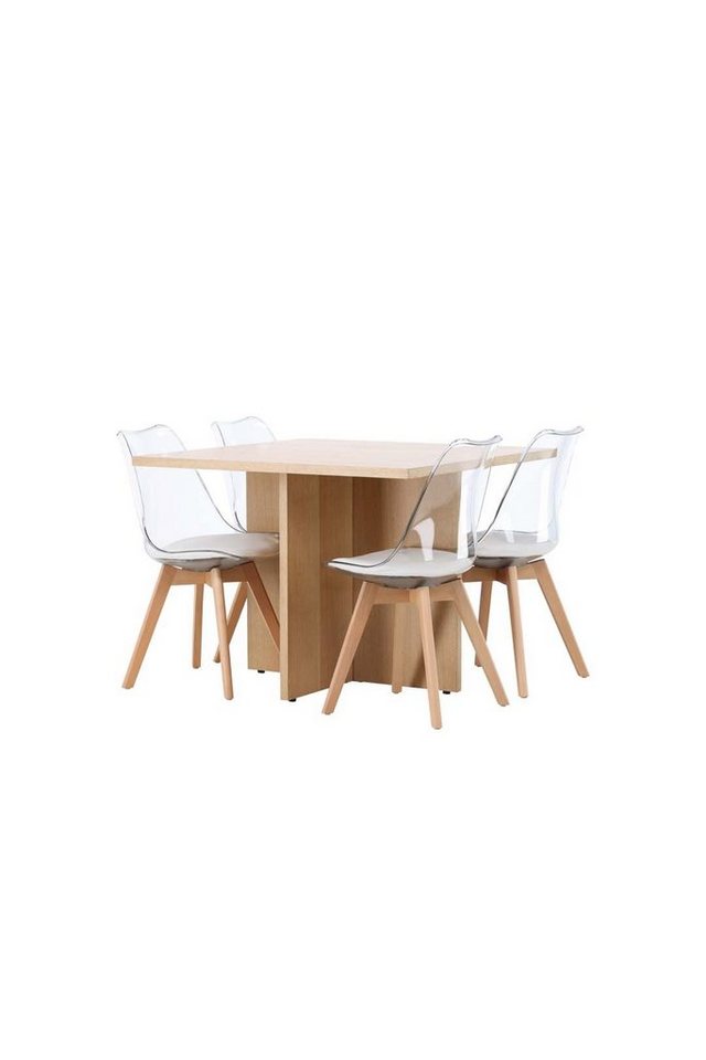 ebuy24 Essgruppe Leo Essgruppe Tisch natur und 4 Edvin Stühle trans von ebuy24