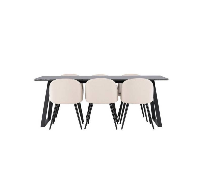 ebuy24 Essgruppe Malaga Essgruppe Esstisch 90x200cm dunkel grau und, (7-tlg) von ebuy24