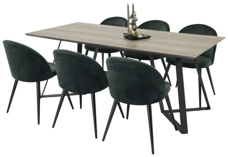 ebuy24 Essgruppe MarinaGRBL Essgruppe Esstisch El Holz dekor grau u, (7-tlg) von ebuy24