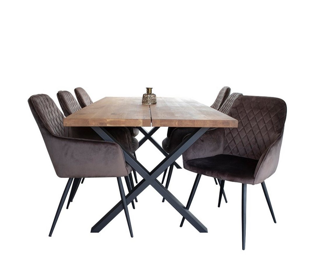 ebuy24 Essgruppe Moss Essgruppe, 1 Esstisch und 6 Stühlen, mushroo, (7-tlg) von ebuy24