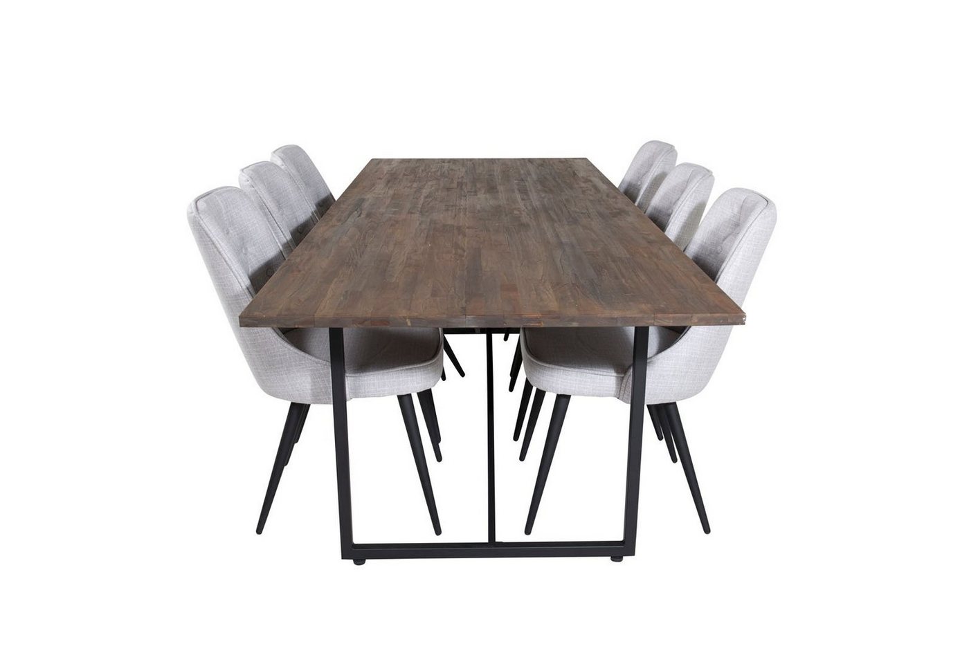 ebuy24 Essgruppe Padang Essgruppe Esstisch Teak und 6 Velvet Deluxe, (7-tlg) von ebuy24