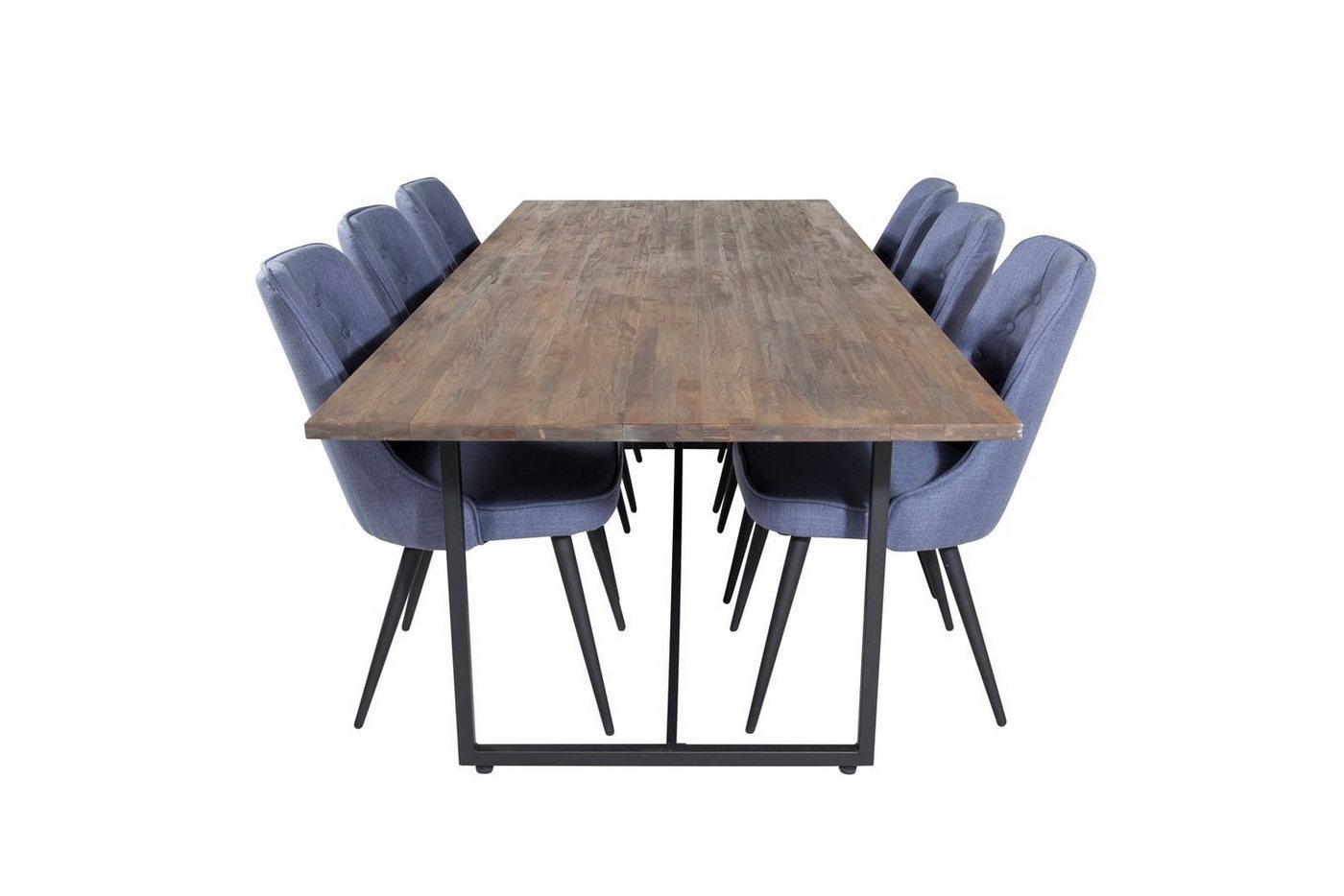 ebuy24 Essgruppe Padang Essgruppe Esstisch Teak und 6 Velvet Deluxe, (7-tlg) von ebuy24