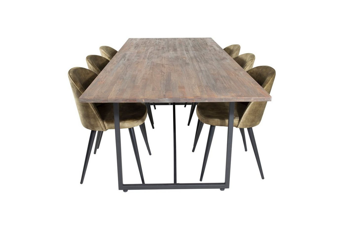 ebuy24 Essgruppe Padang Essgruppe Esstisch Teak und 6 Velvet Esszim, (7-tlg) von ebuy24