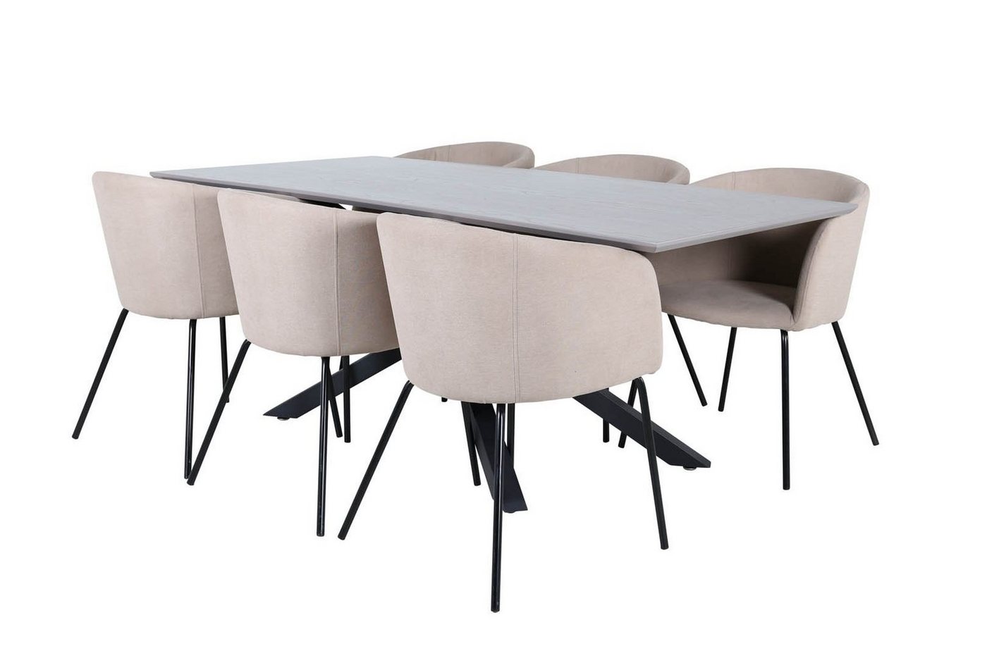 ebuy24 Essgruppe PiazzaGRBL Essgruppe Esstisch grau und 6 Berit Ess, (7-tlg) von ebuy24