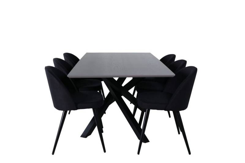 ebuy24 Essgruppe PiazzaGRBL Essgruppe Esstisch grau und 6 Velvet Es, (7-tlg) von ebuy24