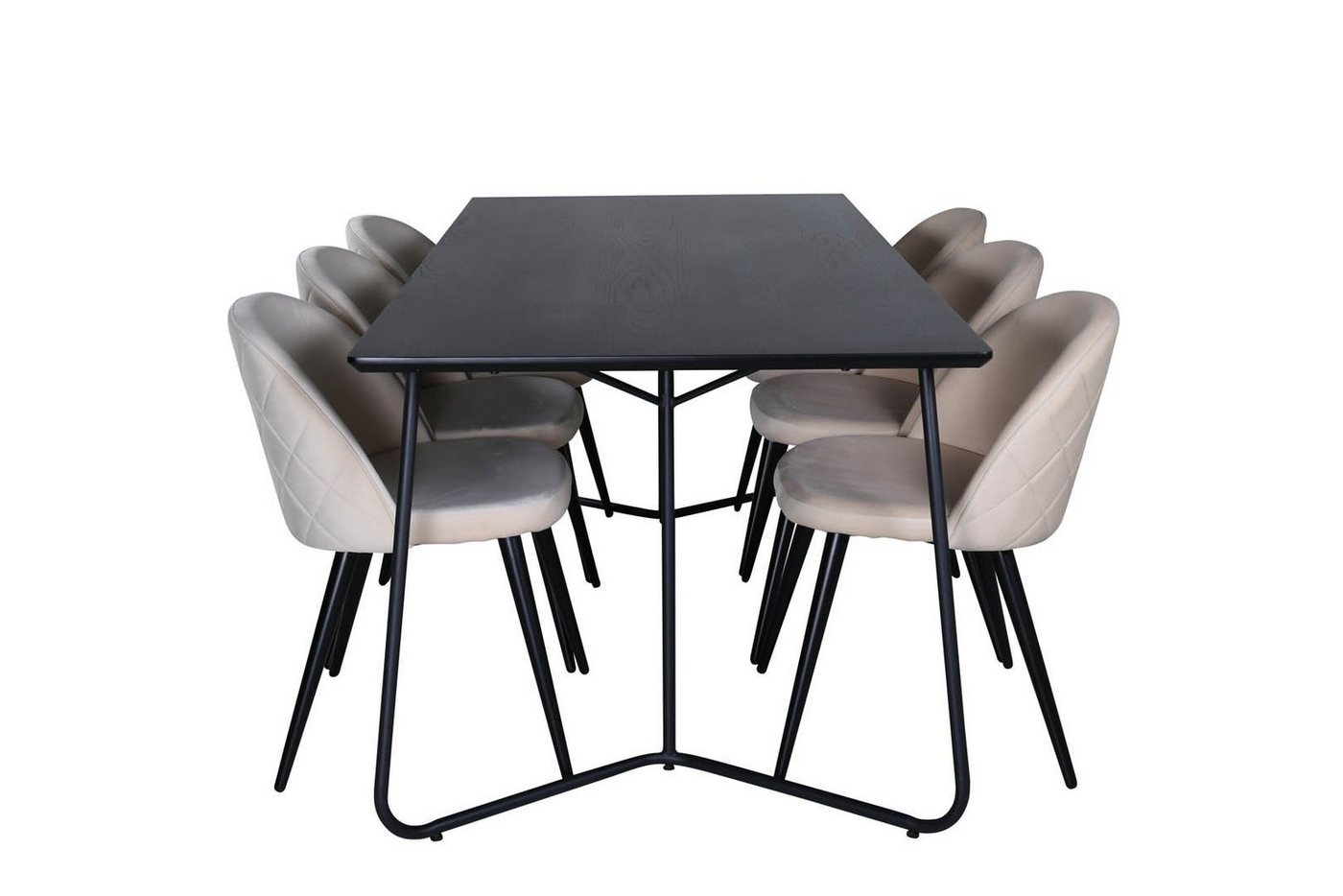 ebuy24 Essgruppe PippiBL Essgruppe Esstisch schwarz und 6 Velvet St, (7-tlg) von ebuy24