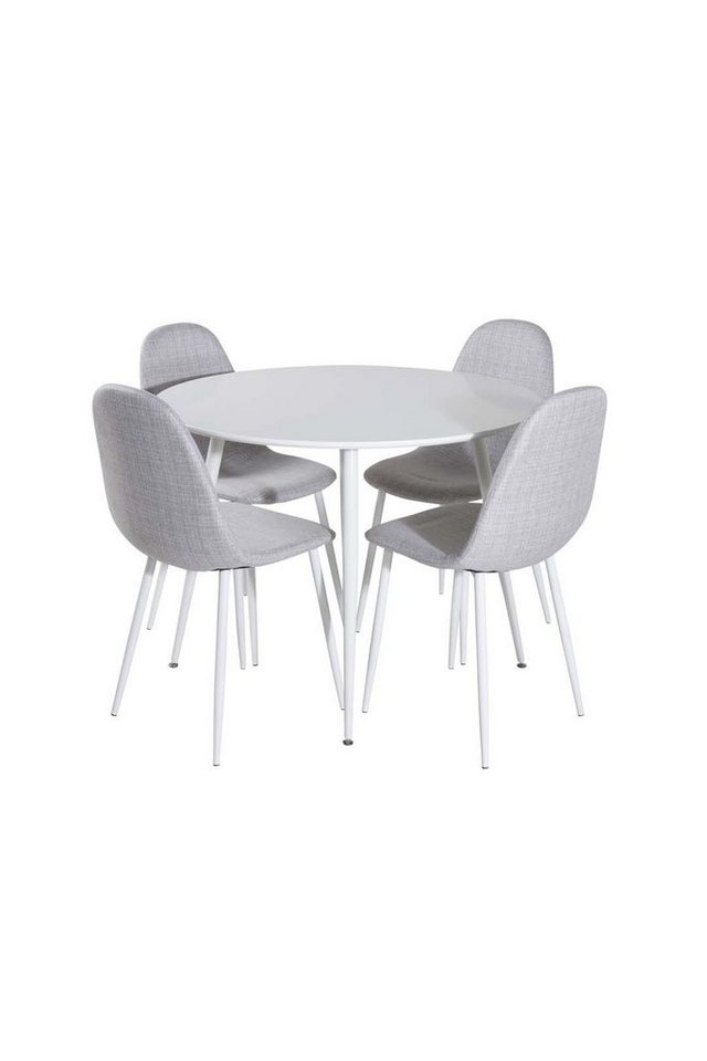 ebuy24 Essgruppe Plaza Essgruppe Tisch weiß und 4 Polar Stühle grau von ebuy24