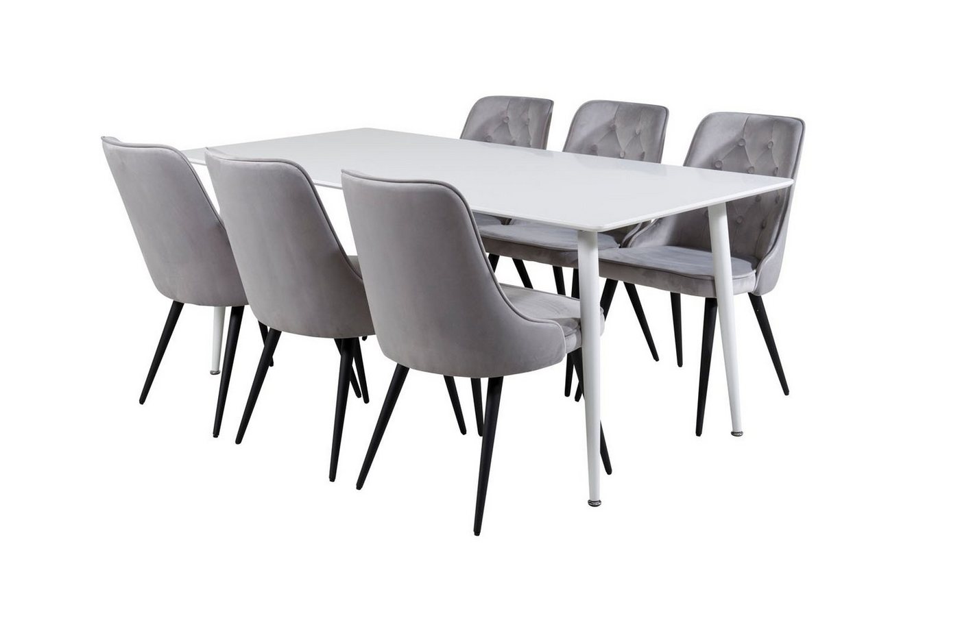 ebuy24 Essgruppe Polar180X90WHWH Essgruppe Esstisch weiß und 6 Velv, (7-tlg) von ebuy24