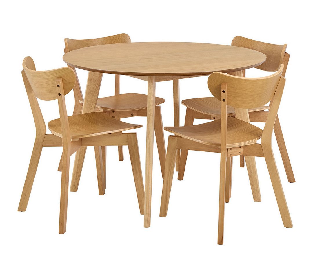 ebuy24 Essgruppe Roxby Essgruppe Tisch mit 4 Stühlen natur, Eiche., (5-tlg) von ebuy24