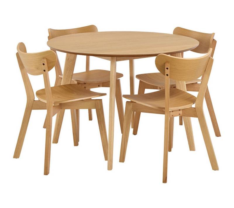 ebuy24 Essgruppe Roxby Essgruppe Tisch mit 4 Stühlen natur, Eiche., (5-tlg) von ebuy24