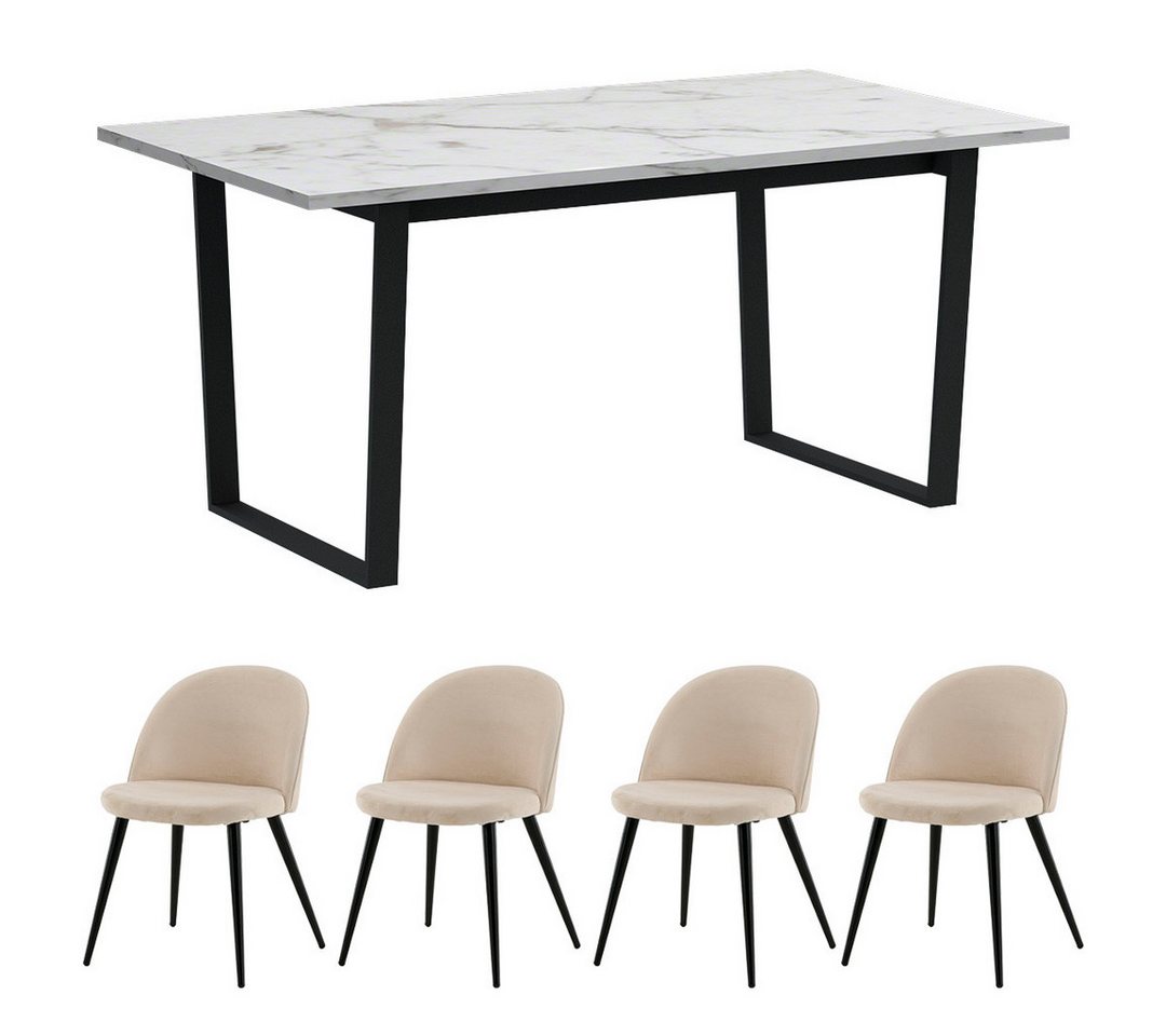 ebuy24 Essgruppe Tilst Essgruppe Tisch weiß Marmor Print 90x160 4 S ebuy24 Essgruppe Tilst Essgruppe Tisch weiß Marmor Print 90x160 4 S von ebuy24
