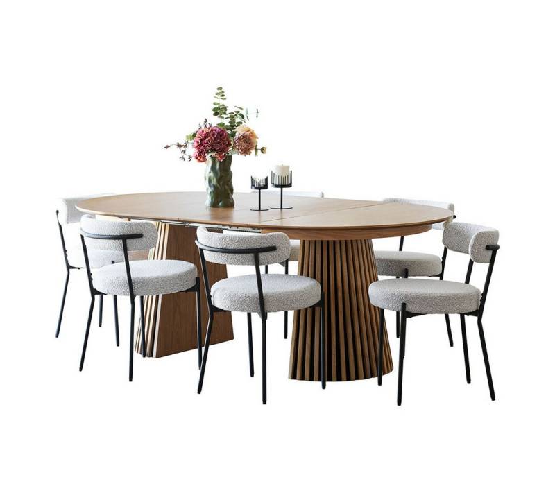 ebuy24 Essgruppe Tokyo Essgruppe Esstisch inkl. 2 Einlegeplatten Ø1, (7-tlg) von ebuy24