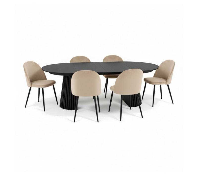 ebuy24 Essgruppe Tokyo Essgruppe Esstisch schwarz, 6 Stühle aus bei, (7-tlg) von ebuy24