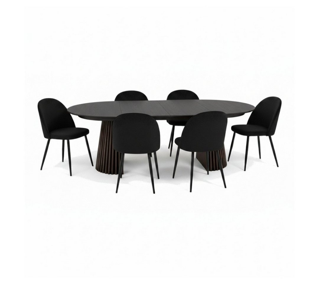 ebuy24 Essgruppe Tokyo Essgruppe Esstisch schwarz, 6 Stühle aus sch, (7-tlg) von ebuy24
