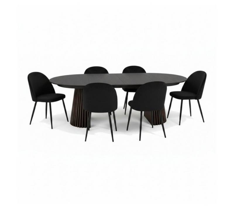 ebuy24 Essgruppe Tokyo Essgruppe Esstisch schwarz, 6 Stühle aus sch, (7-tlg) von ebuy24