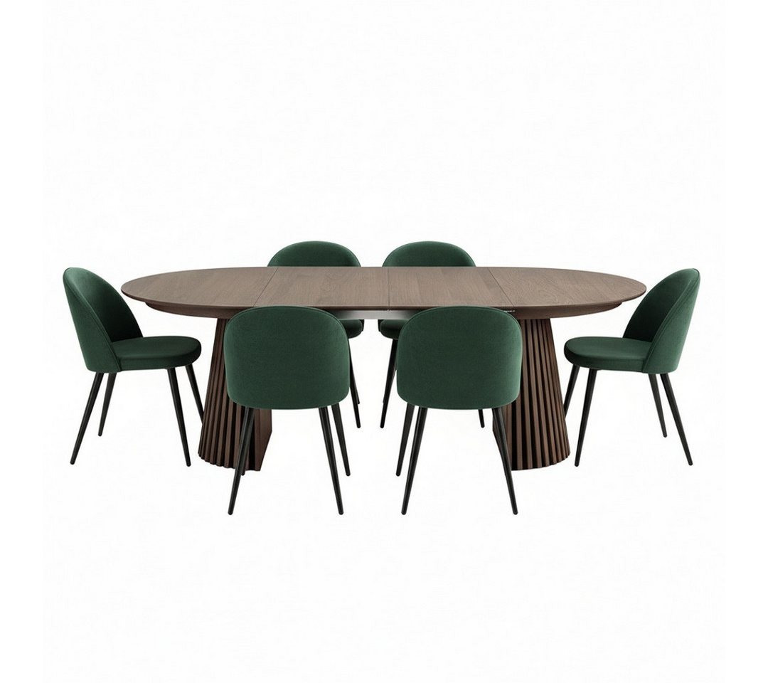 ebuy24 Essgruppe Tokyo Essgruppe Esstisch smoked, 6 Stühle aus grün, (7-tlg) von ebuy24