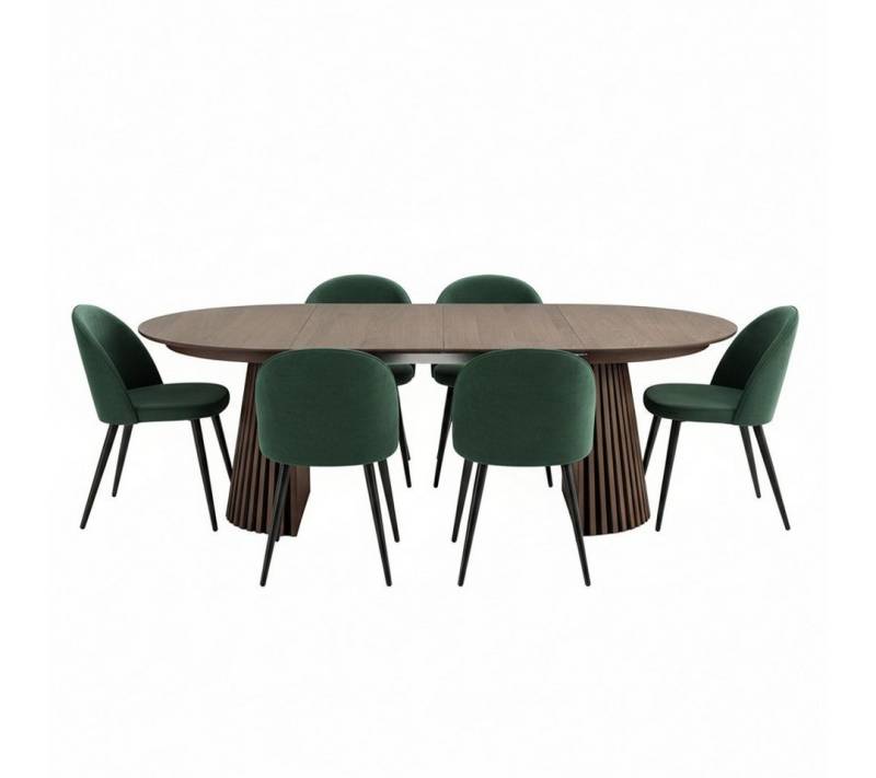 ebuy24 Essgruppe Tokyo Essgruppe Esstisch smoked, 6 Stühle aus grün, (7-tlg) von ebuy24