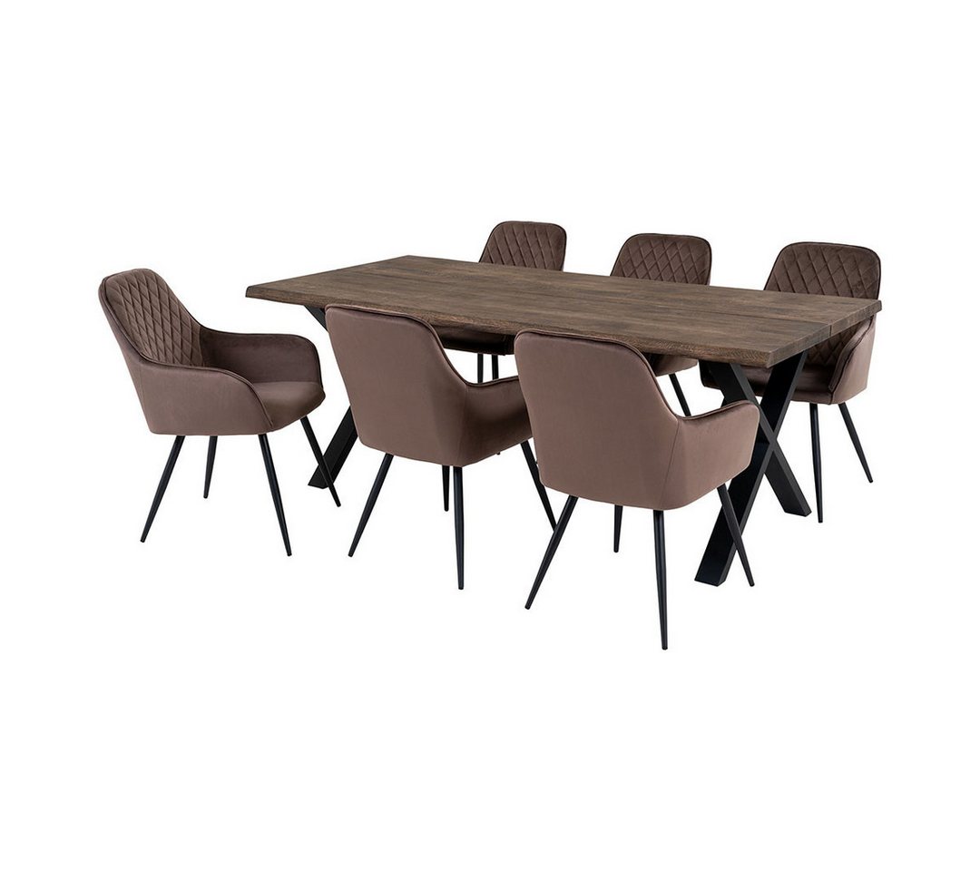 ebuy24 Essgruppe Toulon Essgruppe Esstisch 95x200cm natur und 6 Har, (5-tlg) von ebuy24