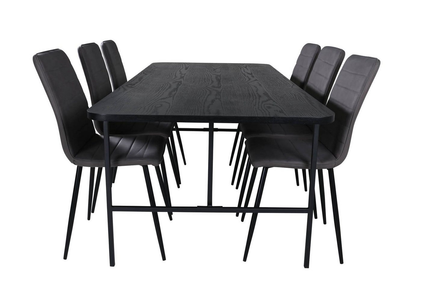 ebuy24 Essgruppe UnoBL Essgruppe Esstisch schwarz und 6 Windu Lyx E, (7-tlg) von ebuy24