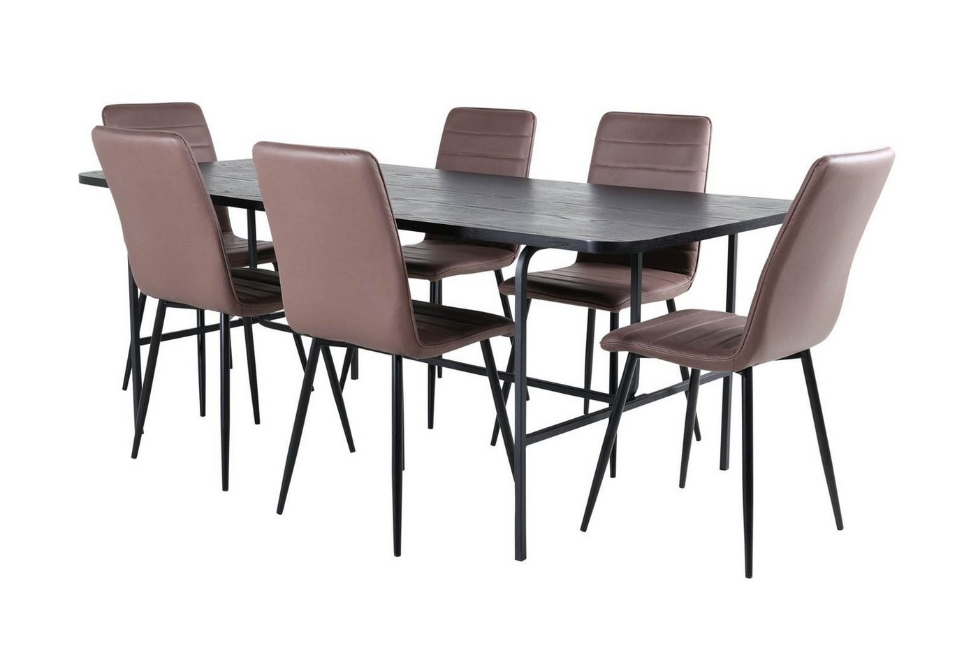 ebuy24 Essgruppe UnoBL Essgruppe Esstisch schwarz und 6 Windu Lyx E, (7-tlg) von ebuy24