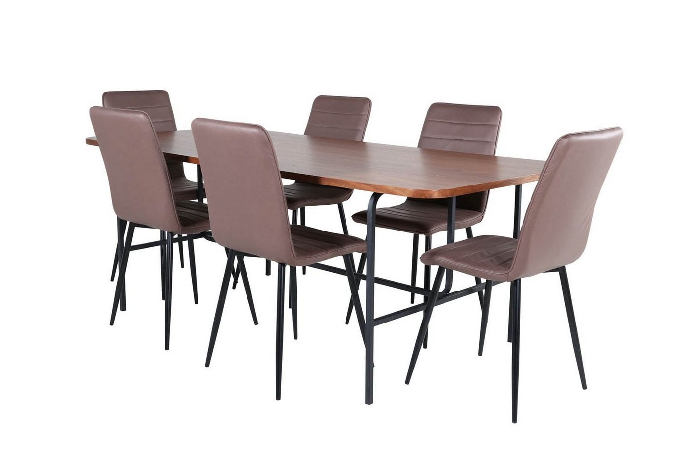 ebuy24 Essgruppe UnoWA Essgruppe Esstisch Nussbaum dekor und 6 Wind, (7-tlg) von ebuy24