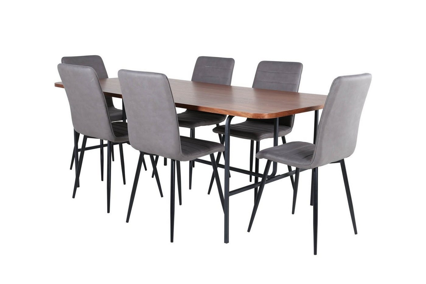 ebuy24 Essgruppe UnoWA Essgruppe Esstisch Nussbaum dekor und 6 Wind, (7-tlg) von ebuy24