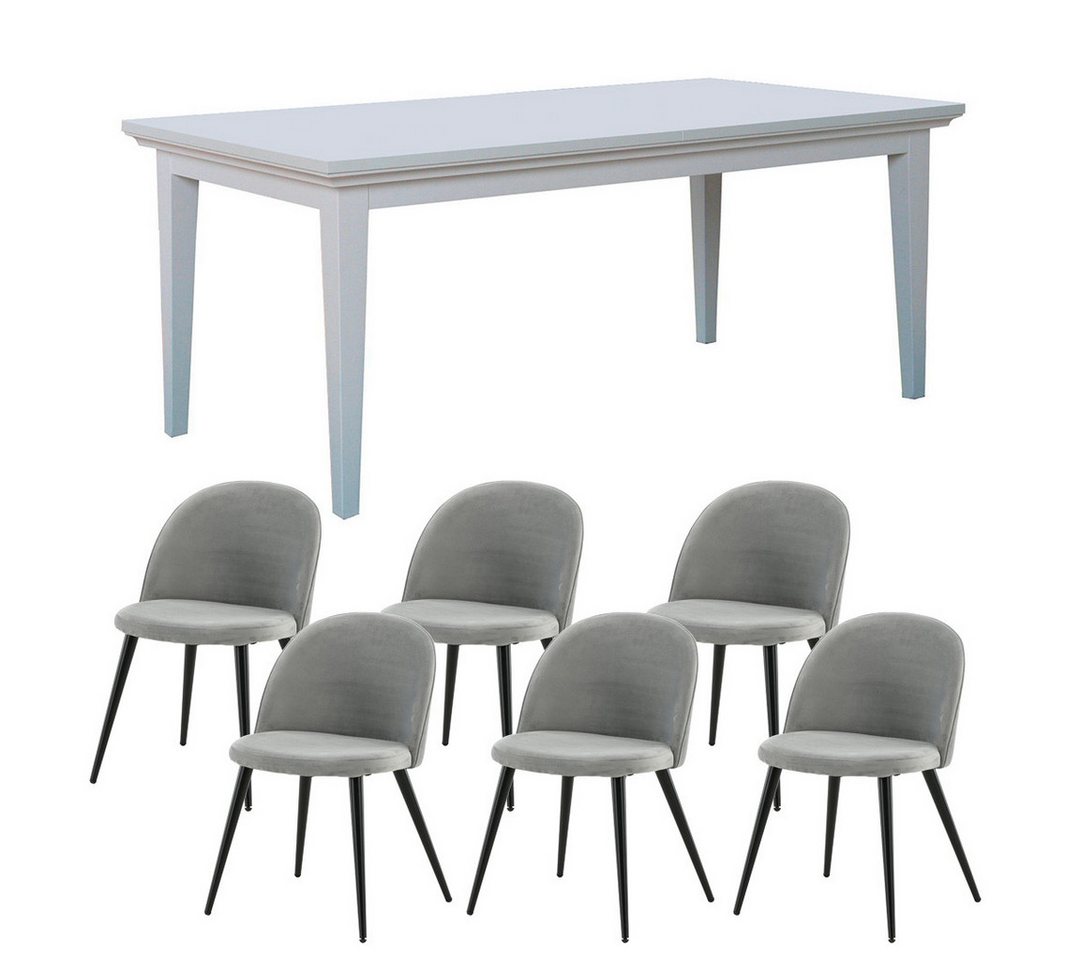 ebuy24 Essgruppe Venedig Essgruppe Tisch weiß 95x180/276 mit 2 Stk., (8-tlg) von ebuy24