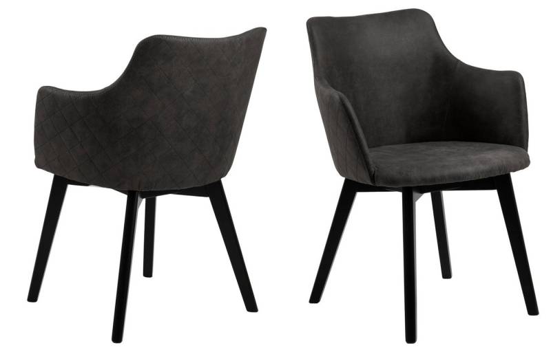 ebuy24 Esszimmerstuhl 2er Set Bea Esszimmerstuhl mit Armlehne grau. (2 St) von ebuy24