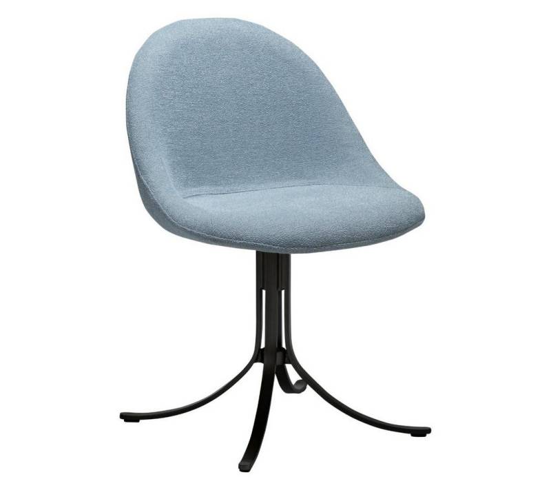 ebuy24 Esszimmerstuhl 2er Set Dolo Esszimmerstuhl Drehfuß Bouclé blau. von ebuy24