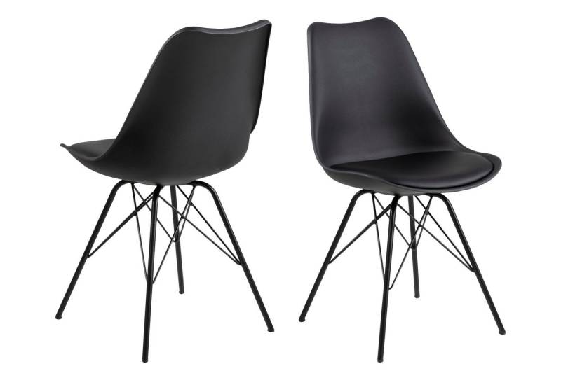 ebuy24 Esszimmerstuhl 2er Set Erin Esszimmerstuhl schwarz, Metall schwar (2 St) von ebuy24