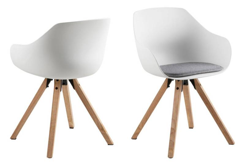 ebuy24 Esszimmerstuhl 2er Set Time Esszimmerstuhl weiss und hellgraue Au (2 St) von ebuy24