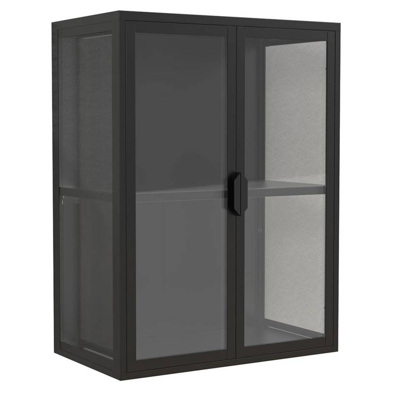 ebuy24 FlokasVM Vitrinenschrank Wandhängend 2 Türen Schwarz von ebuy24