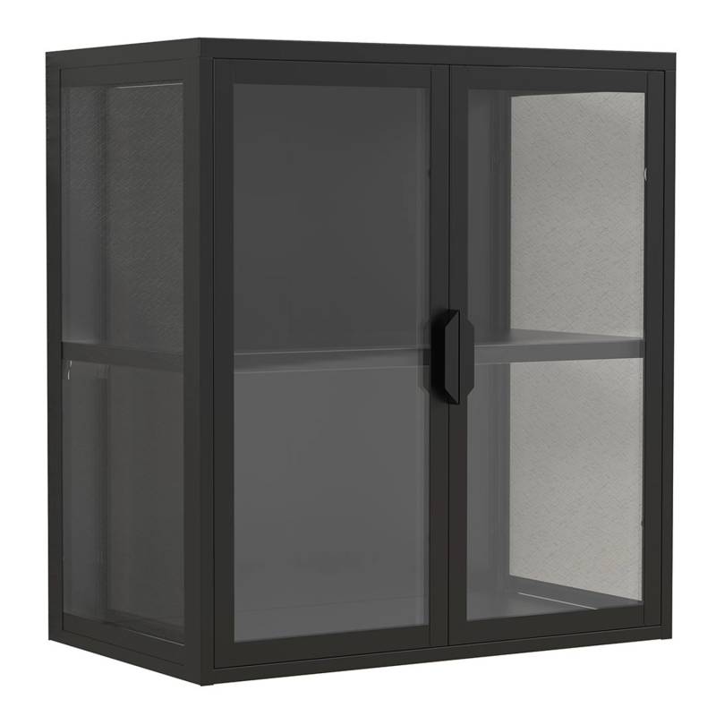 ebuy24 FlokasVS Vitrinenschrank Wandhängend 2 Türen Schwarz von ebuy24