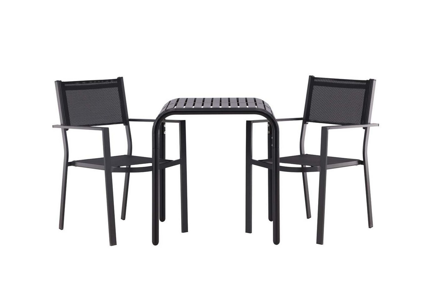 ebuy24 Garten-Essgruppe Borneo Gartenset Tisch, 2 Stühle  schwarz. von ebuy24