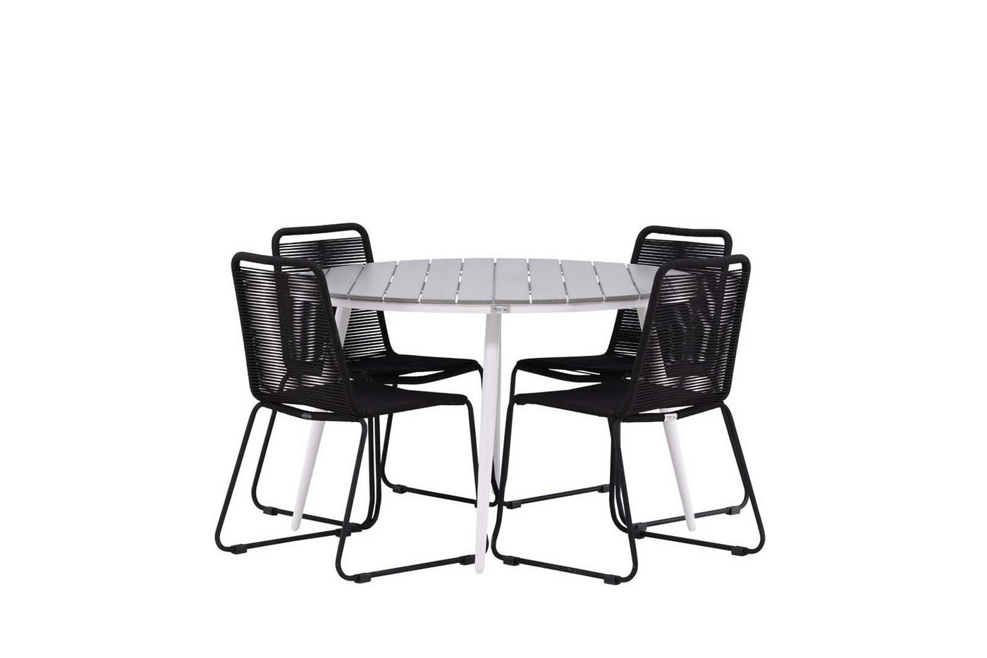 ebuy24 Garten-Essgruppe Break Gartenset Tisch Ø120cm grau, 4 Stühle Lindos ebuy24 Garten-Essgruppe Break Gartenset Tisch Ø120cm grau, 4 Stühle Lindos von ebuy24