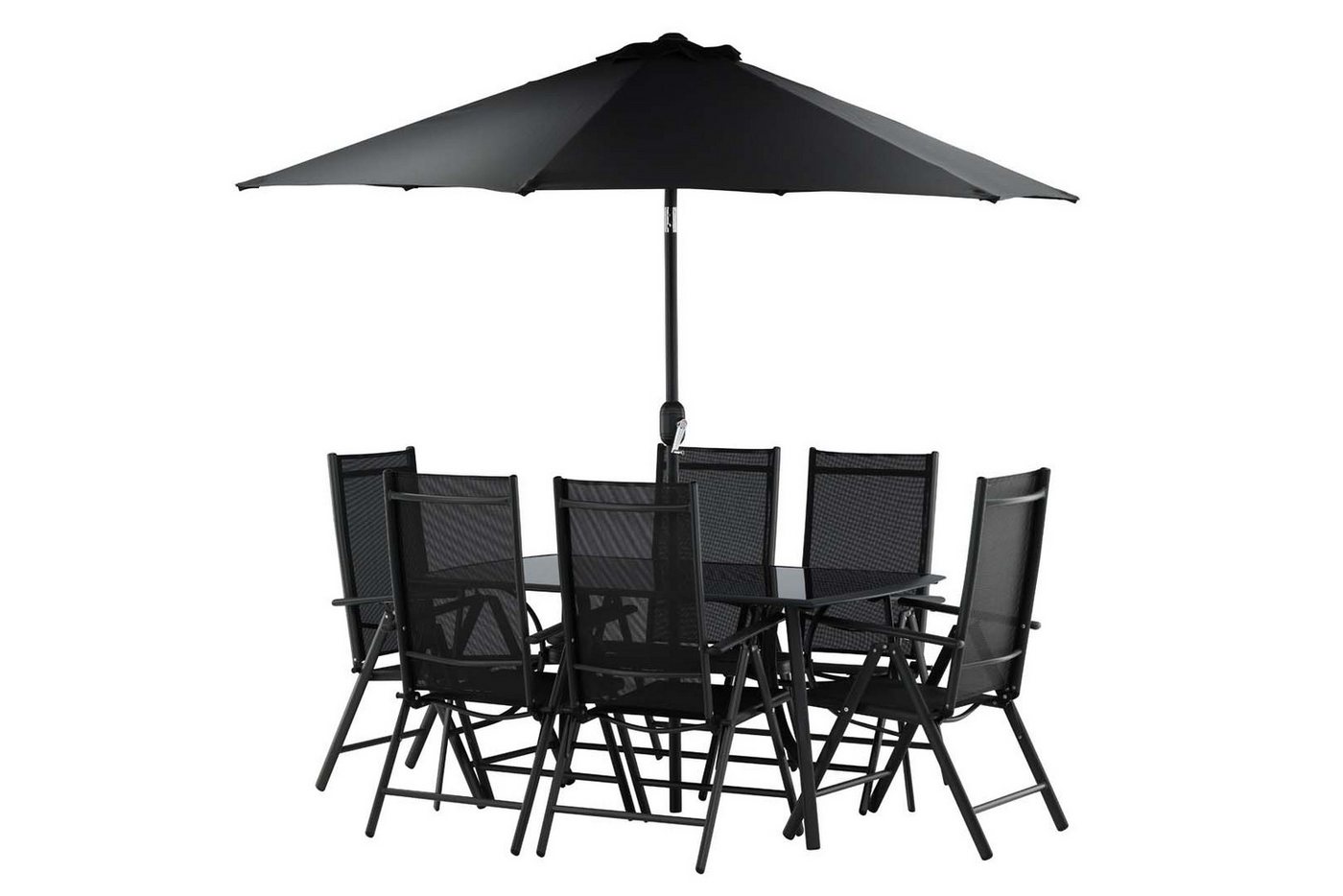 ebuy24 Garten-Essgruppe Brekki Gartenset Tisch 90x150cm schwarz, 6 Stühle von ebuy24