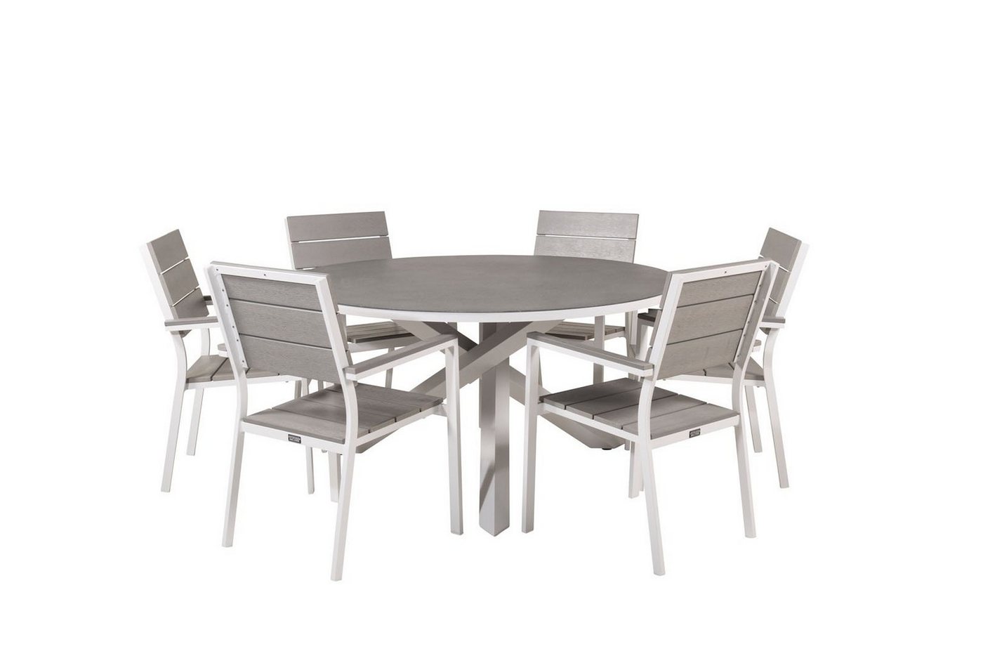 ebuy24 Garten-Essgruppe Copacabana Gartenset Tisch Ø140cm und 6 Stühle Lev, (7-tlg) von ebuy24