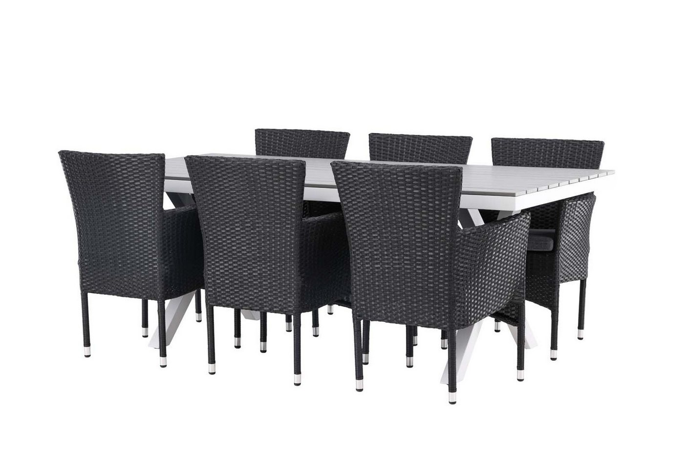 ebuy24 Garten-Essgruppe Garcia Gartenset Tisch 100x200cm grau, 6 Stühle Ma von ebuy24