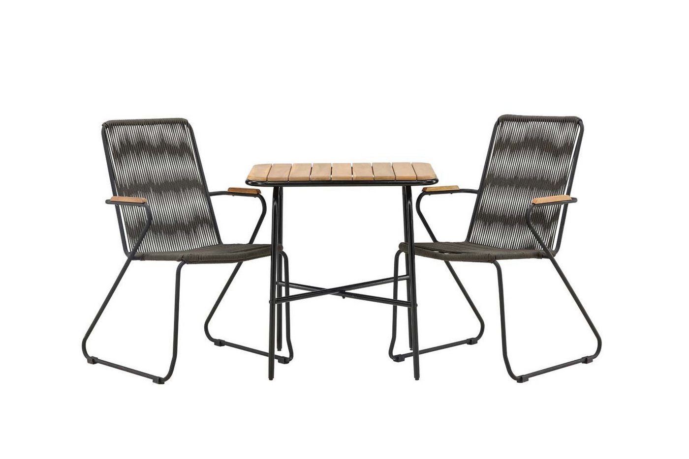 ebuy24 Garten-Essgruppe Holmbeck Gartenset Tisch, 2 Stühle  natur,schwarz. von ebuy24